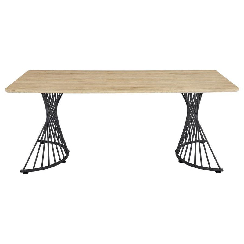 Altus - Swirl Base Dining Table - Natural Oak And Gunmetal