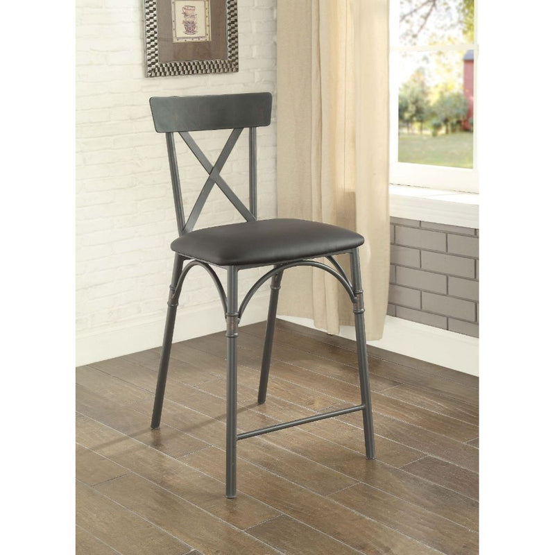 Itzel - Counter Height Chair (Set of 2) - Black PU & Sandy Gray