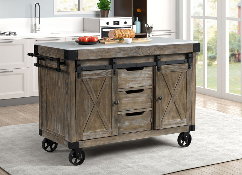 Alforvott - Serving Cart - Marble & Weathered Gray Finish