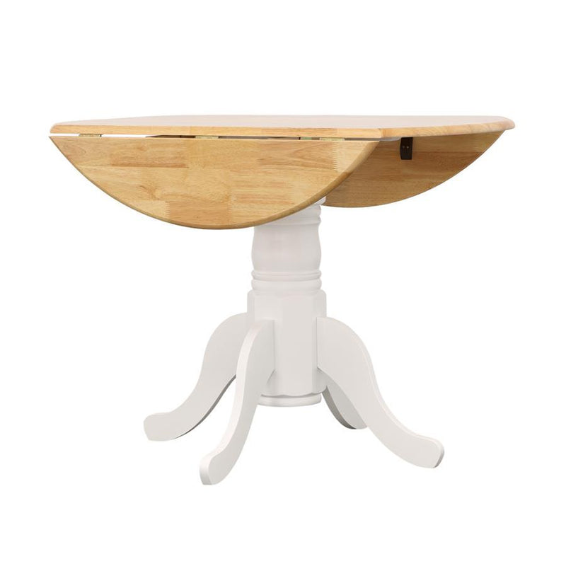 Allison - Drop Leaf Round Dining Table - Natural Brown And White