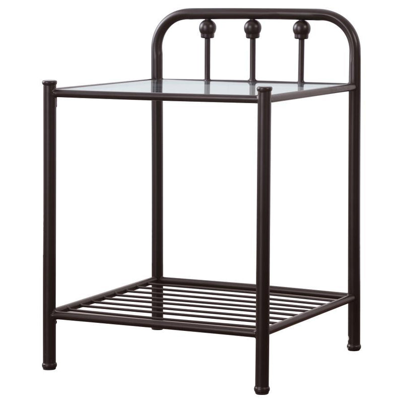 Livingston - 1-Shelf Nightstand With Glass Top - Dark Bronze