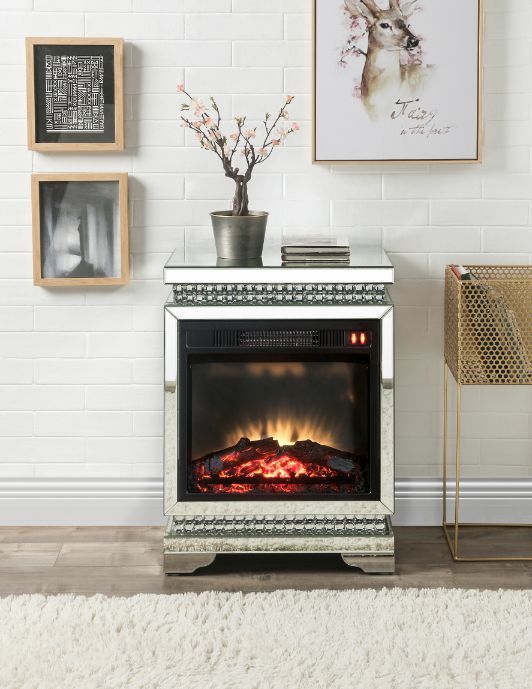 Lotus - Fireplace - Mirrored & Faux Diamonds