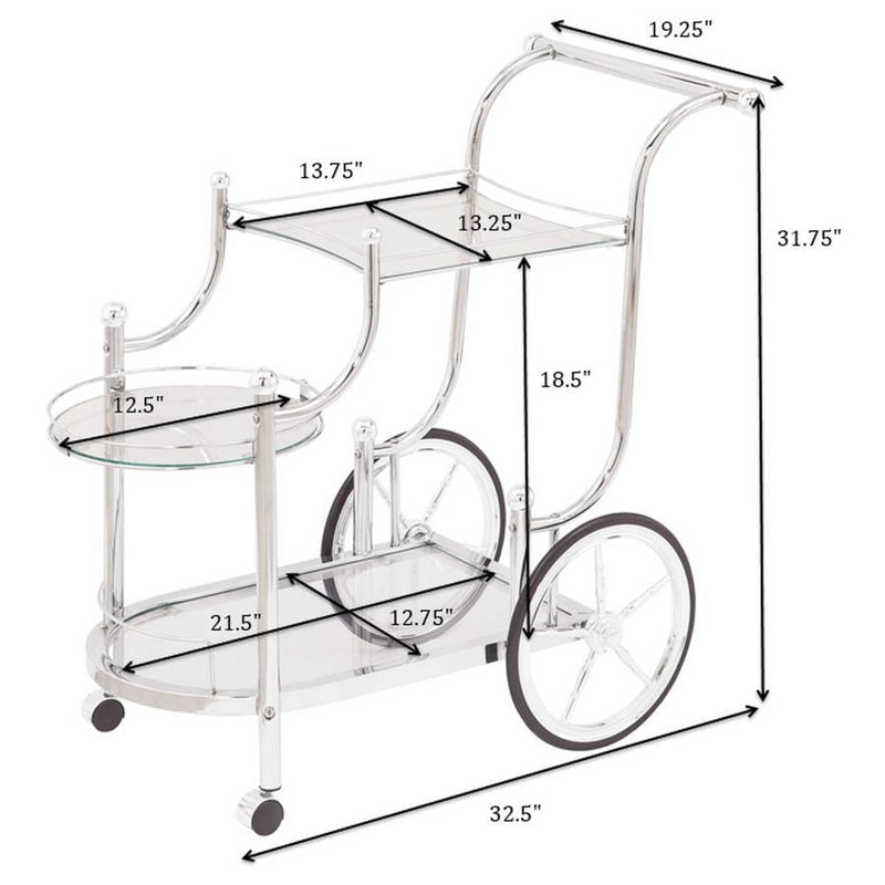 Sarandon - 3-Tier Serving Cart - Chrome And Clear