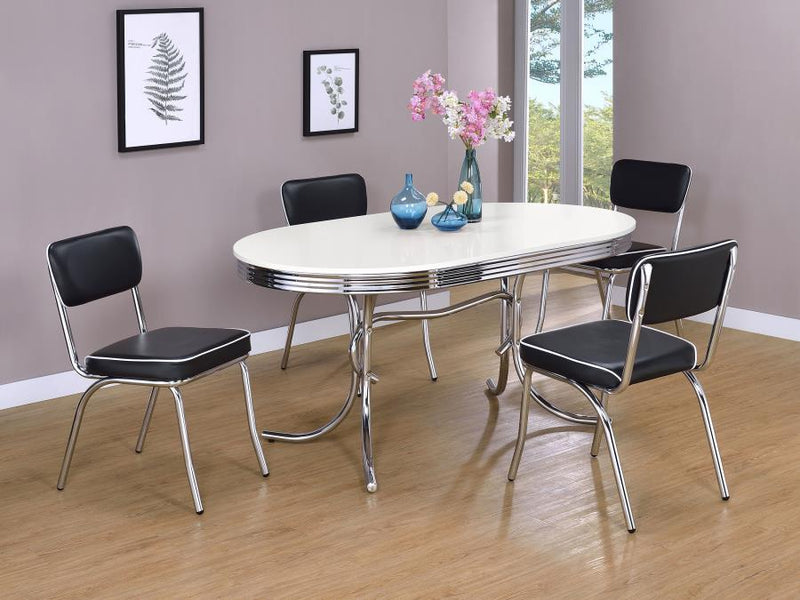 Retro - Oval Dining Table - Glossy White And Chrome