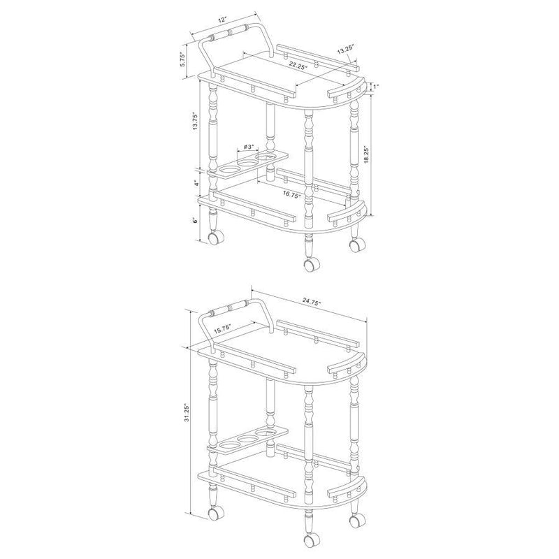 Palmer - 2-Tier Serving Cart - Merlot And Brass