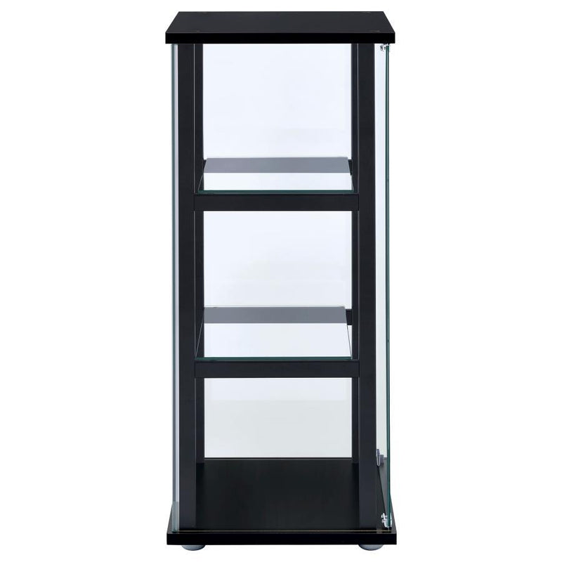 Cyclamen - 3-Shelf Glass Curio Cabinet - Black And Clear