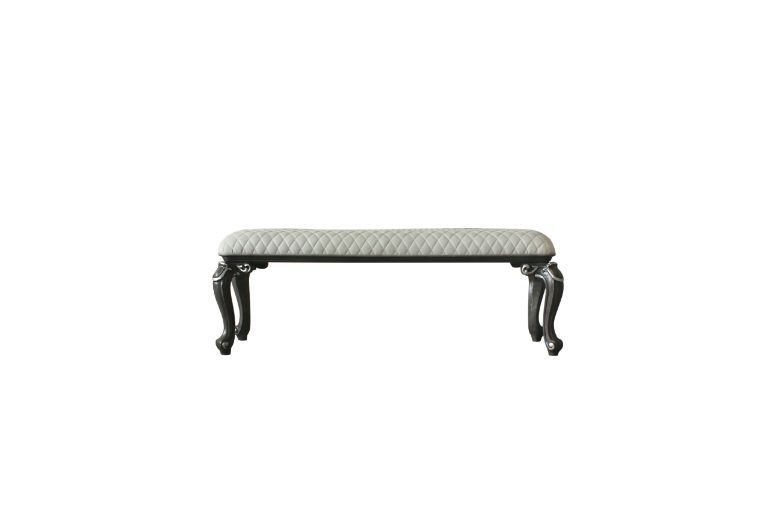 House - Delphine - Bench - Two Tone Ivory Fabric & Charcoal Finish