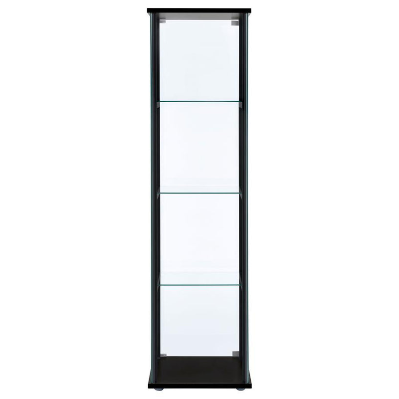 Cyclamen - 4-Shelf Glass Curio Cabinet - Black And Clear