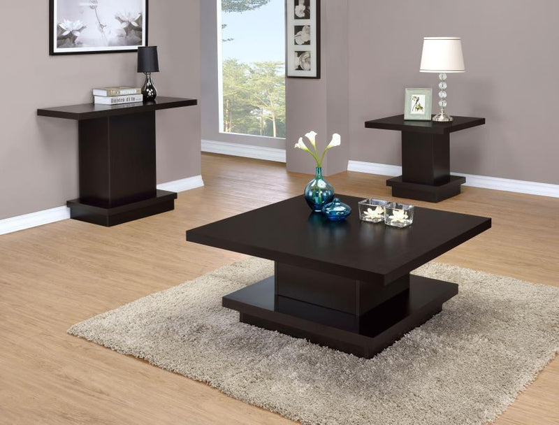 Reston - Pedestal Square End Table - Cappuccino