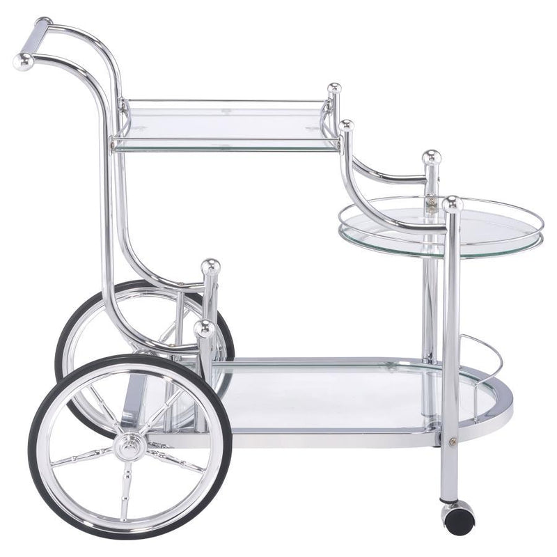 Sarandon - 3-Tier Serving Cart - Chrome And Clear