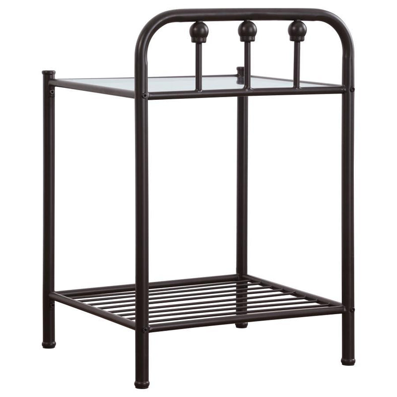 Livingston - 1-Shelf Nightstand With Glass Top - Dark Bronze