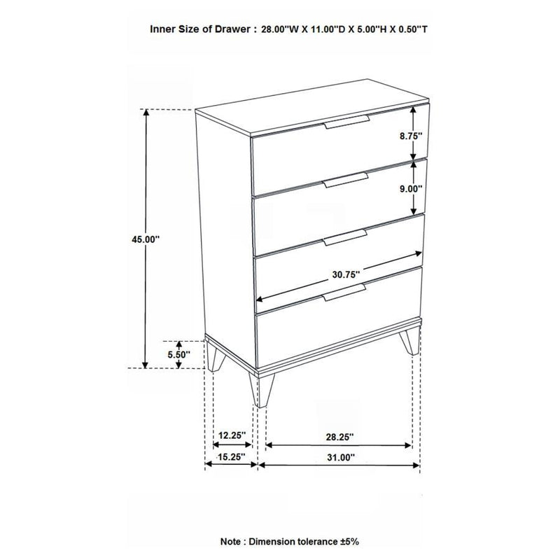 Mays - 4-Drawer Chest With Faux Marble Top - Walnut Brown