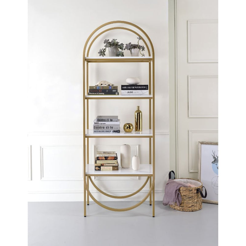 Lightmane - Bookshelf - White High Gloss & Gold