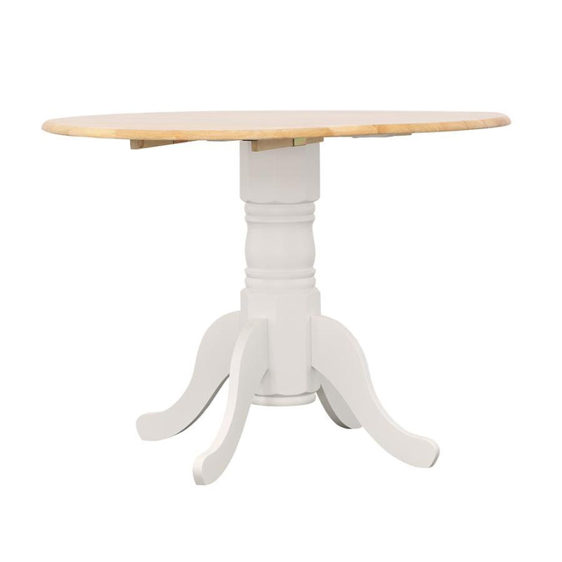 Allison - Drop Leaf Round Dining Table - Natural Brown And White