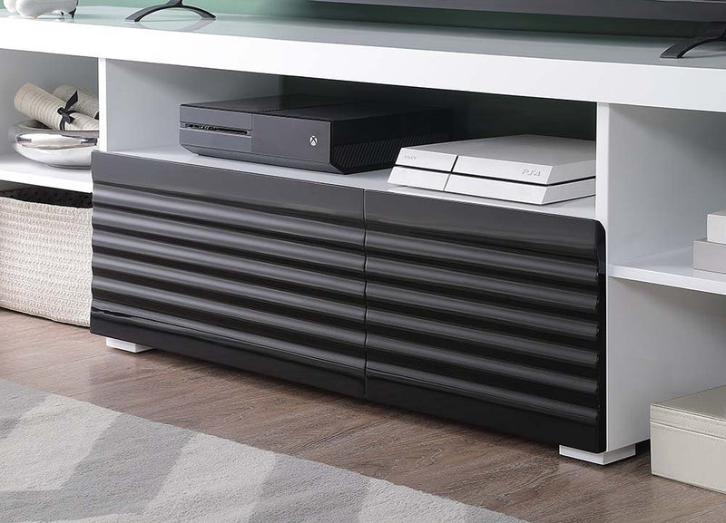 Buck II - TV Stand - White & Black High Gloss Finish