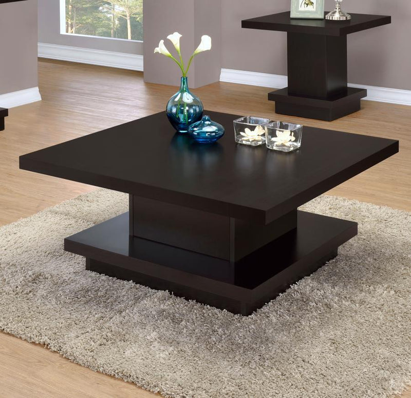 Reston - Pedestal Square Coffee Table - Cappuccino