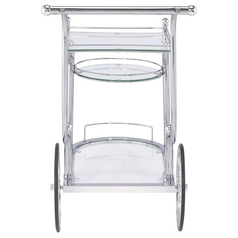 Sarandon - 3-Tier Serving Cart - Chrome And Clear