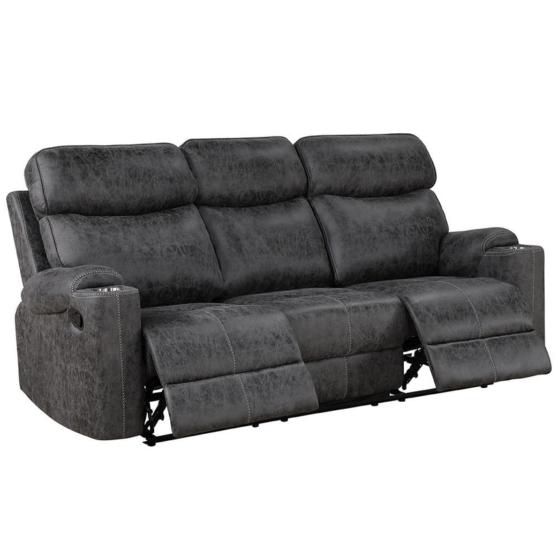 Hirah - Motion Sofa - Dark Gray Polish Microfiber