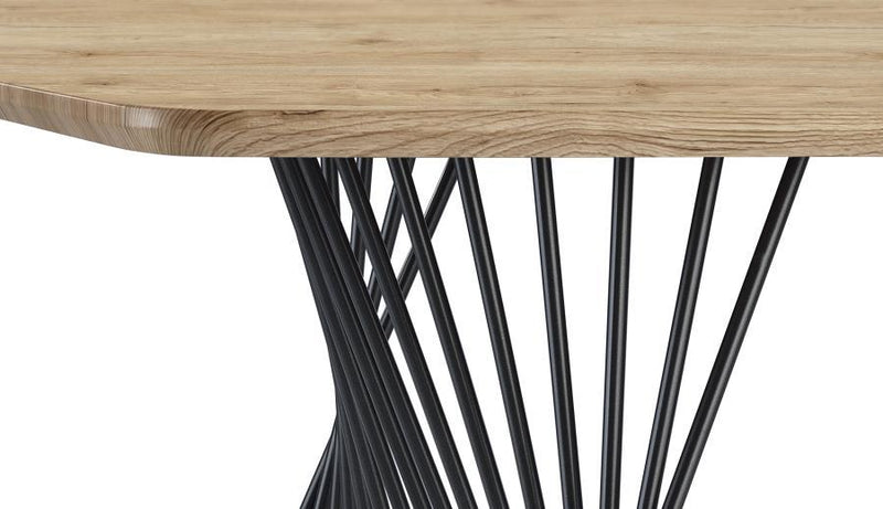 Altus - Swirl Base Dining Table - Natural Oak And Gunmetal