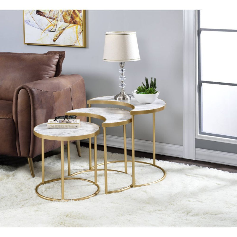 Anpay Coffee Table - Faux Marble & Gold