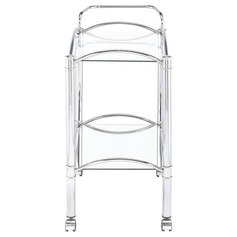 Shadix - 2-Tier Serving Cart With Glass Top - Chrome And Clear