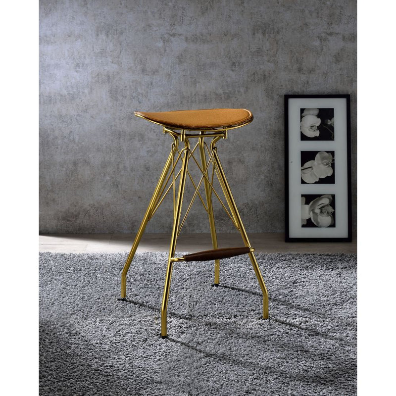 Dragea - Bar Stool (Set of 2) - Whiskey PU & Gold