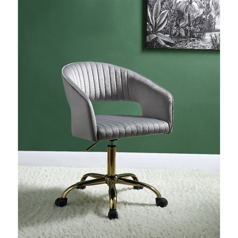 Hopi - Office Chair - Gray Velvet & Gold