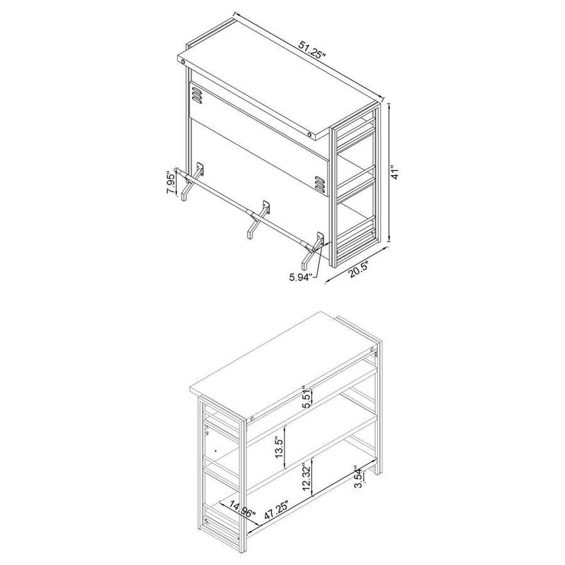 Renaldi - Bar Unit With Stemware Rack - Antique Nutmeg