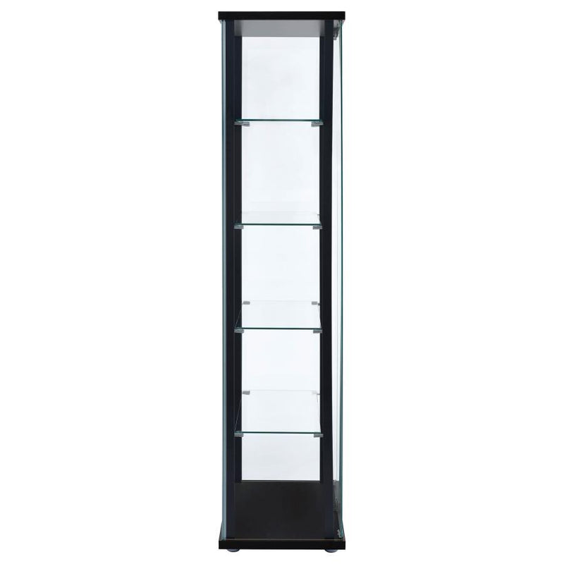 Delphinium - 5-Shelf Glass Curio Cabinet - Black And Clear