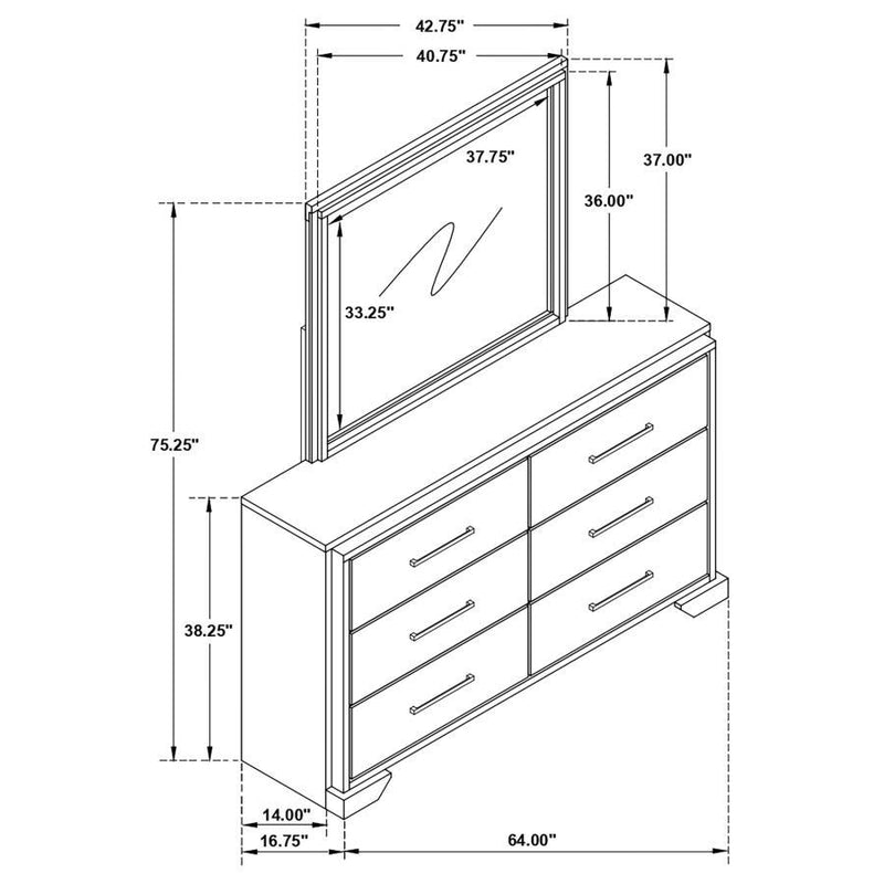 Baker - 6-Drawer Dresser With Mirror - Brown And Light Taupe