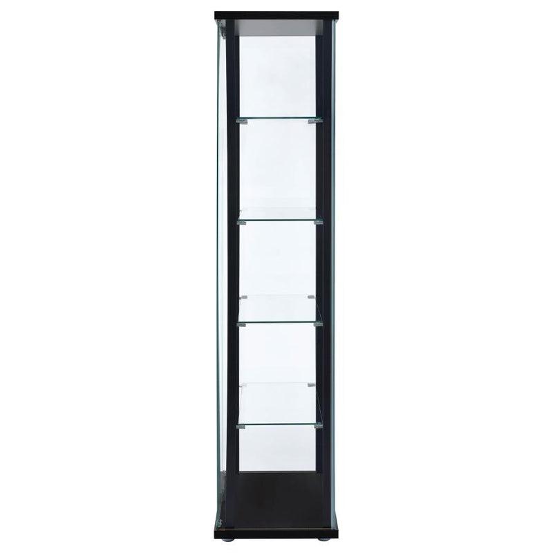 Delphinium - 5-Shelf Glass Curio Cabinet - Black And Clear