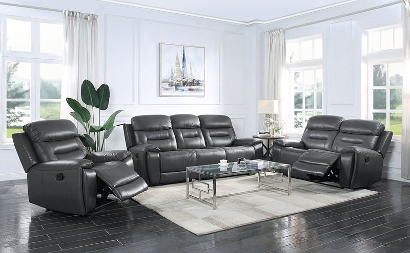 Lamruil - Loveseat - Gray Top Grain Leather