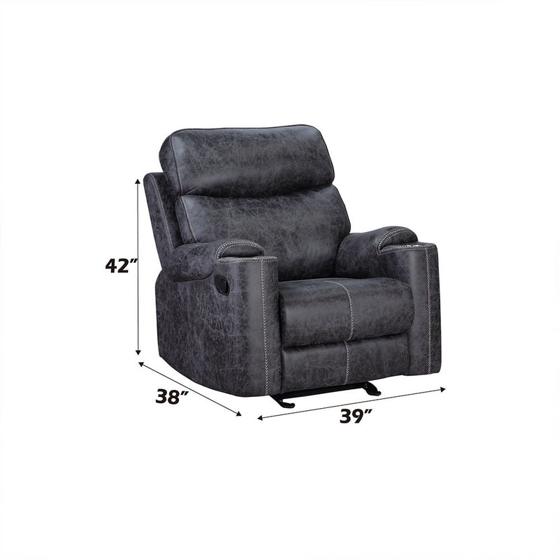 Hirah - Motion Glider Recliner - Dark Gray Polish Microfiber