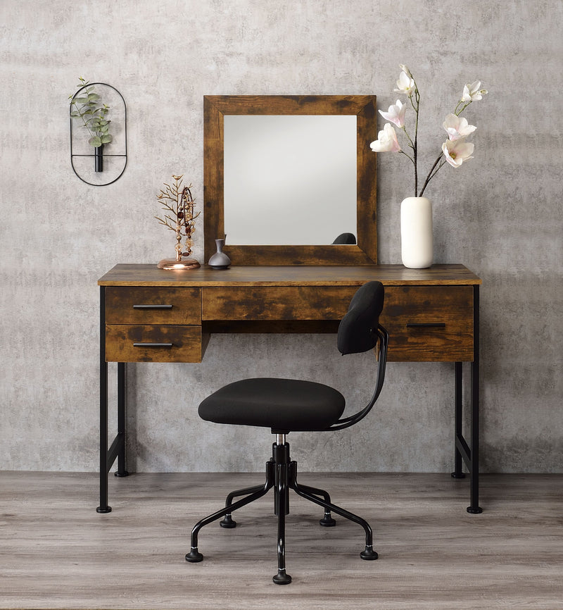 Juvanth - Vanity Desk - Rustic Oak & Black Finish