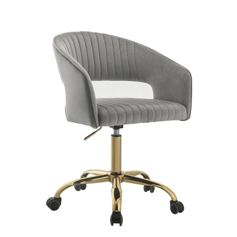 Hopi - Office Chair - Gray Velvet & Gold