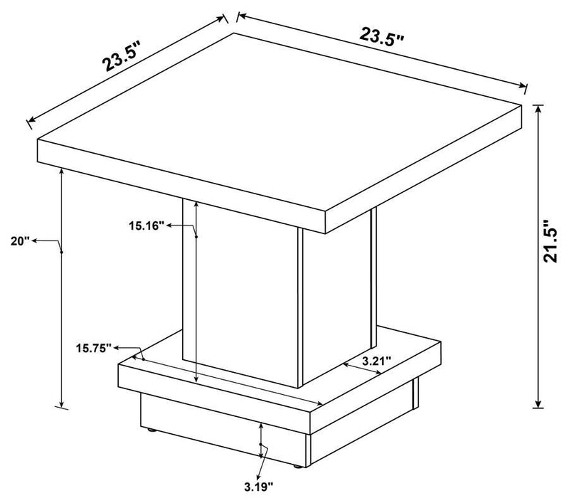 Reston - Pedestal Square End Table - Cappuccino