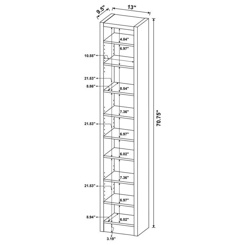 Eliam - Rectangular Bookcase With 2 Fixed Shelves - Cappuccino