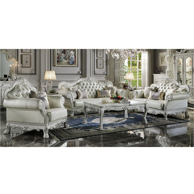 Dresden Loveseat - PU & Bone White Finish