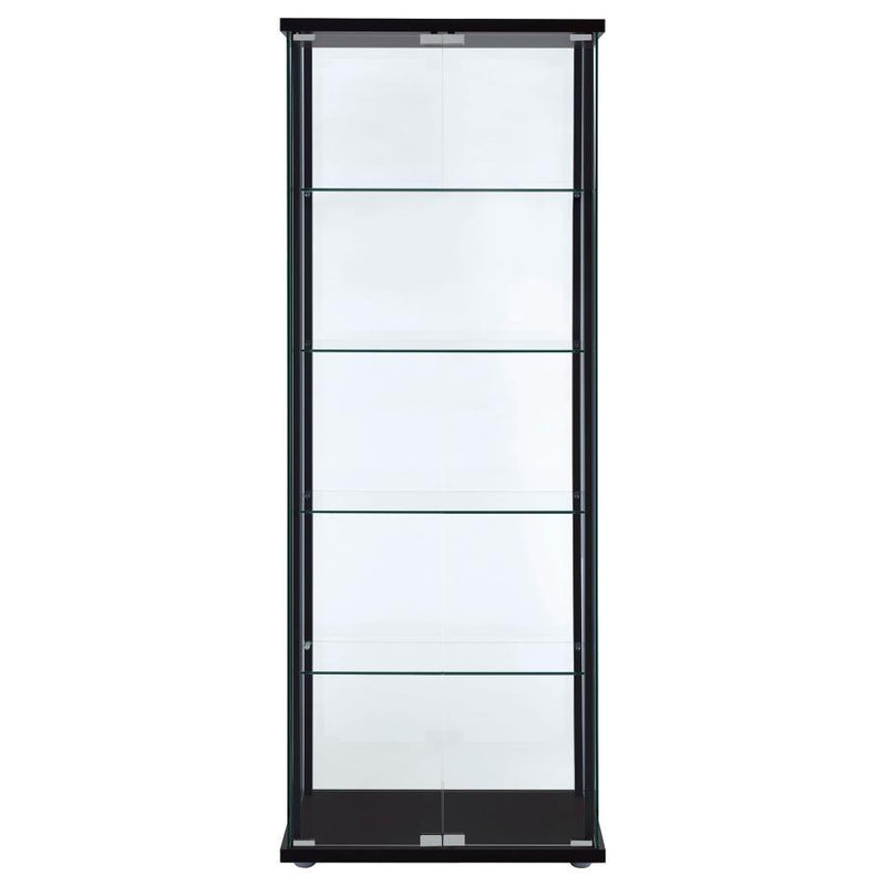 Delphinium - 5-Shelf Glass Curio Cabinet - Black And Clear