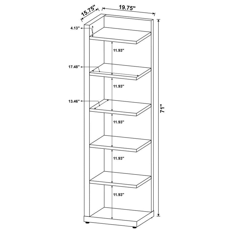 Alder - 6-Tier Corner Bookcase - Cappuccino