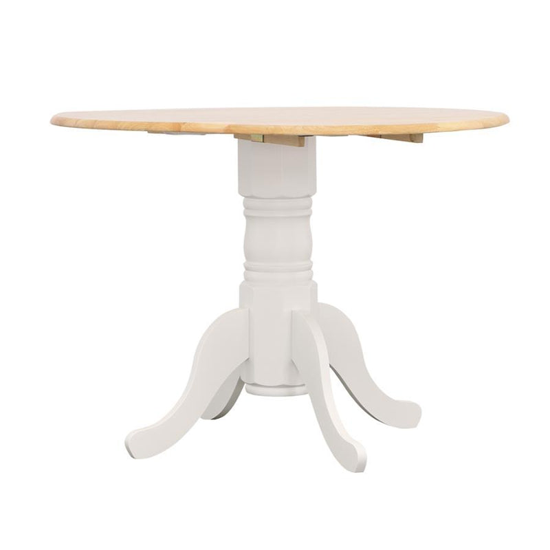 Allison - Drop Leaf Round Dining Table - Natural Brown And White