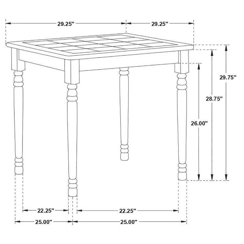 Carlene - 5 Piece Square Dining Table - Natural Brown And White