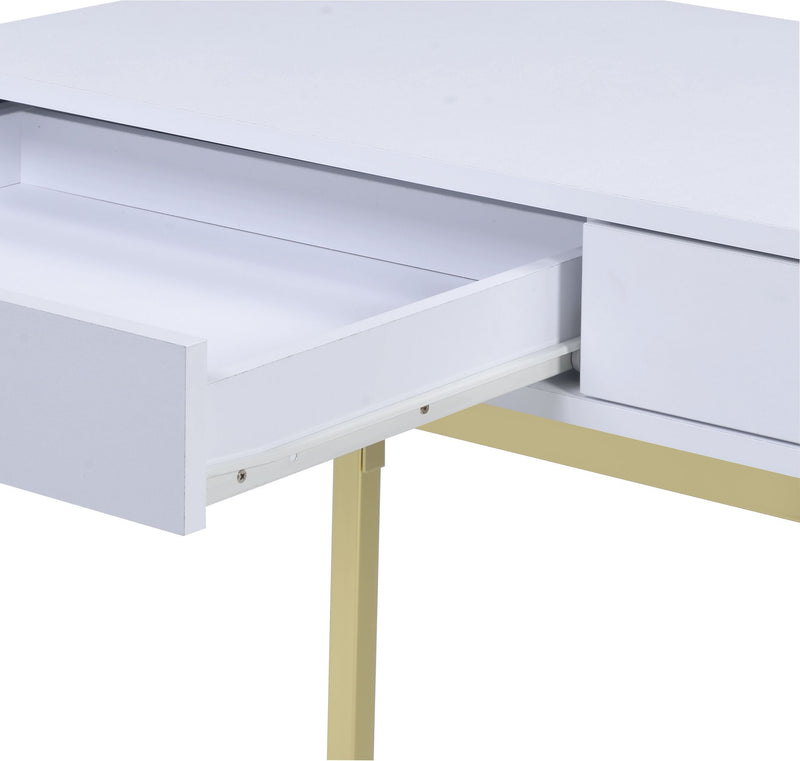 Coleen - Vanity Desk - White & Brass Finish