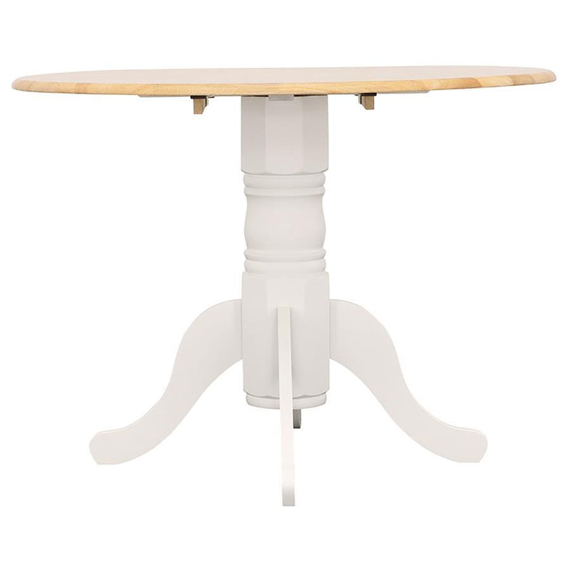 Allison - Drop Leaf Round Dining Table - Natural Brown And White