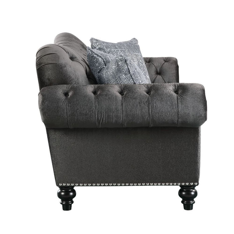 Gaura - Loveseat - Dark Gray Velvet