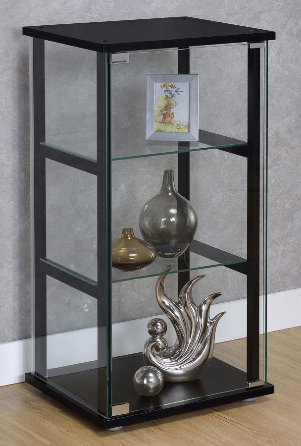 Cyclamen - 3-Shelf Glass Curio Cabinet - Black And Clear