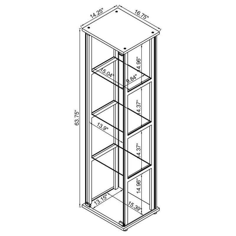 Cyclamen - 4-Shelf Glass Curio Cabinet - Black And Clear