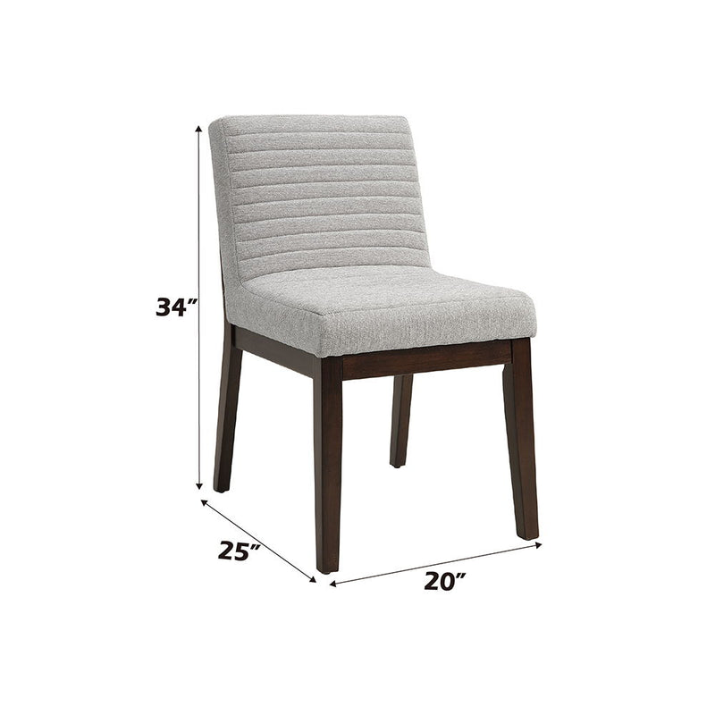 Edwyn - Side Chair (Set of 2) - Gray Fabric & Brown Finish