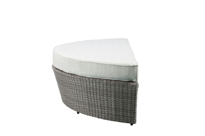 Glynn - Patio Sofa & Ottoman - Beige Fabric & Gray Wicker