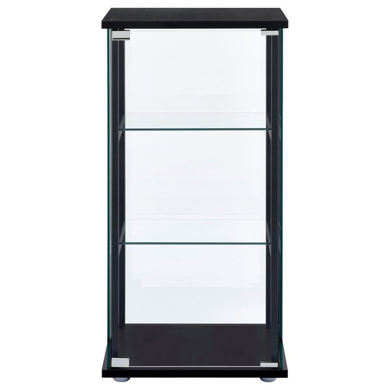 Cyclamen - 3-Shelf Glass Curio Cabinet - Black And Clear